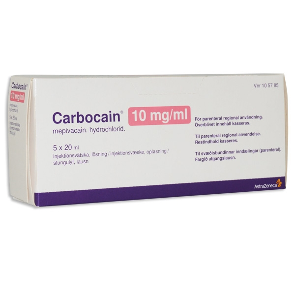 Carbocain® 10 mg/ml injektionsvätska 5 x 20 ml