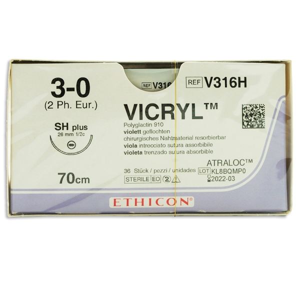 Vicryl J316H lila 3/0 taperpoint nål SH 70 cm /36