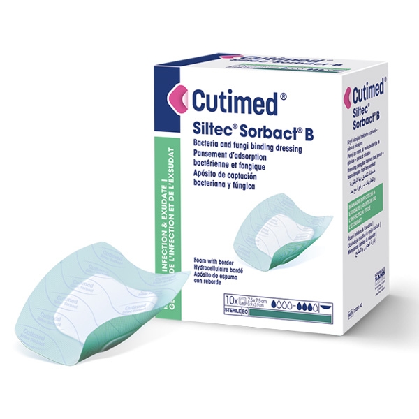 Cutimed Siltec Sorbact B 7,5x7,5 cm /10