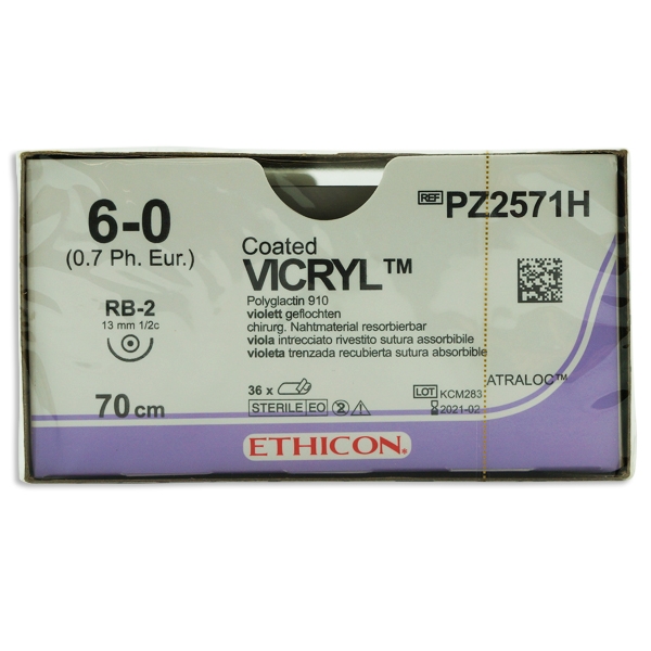 Vicryl PZ2571H lilla 6/0 taperpo nål RB-2 70 cm /36