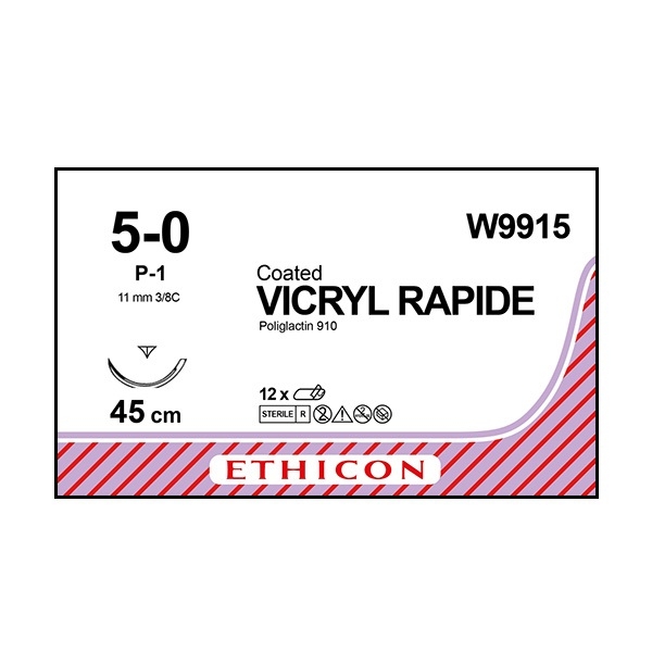 Vicryl Rapid W9915 ufarvet 5/0 OS nål P-1 45 cm /12
