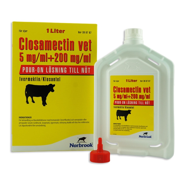 Closamectin vet pour-on 5 mg/ml+200 mg/ml 1 liter