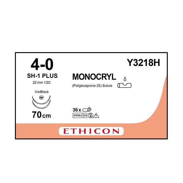 Monocryl Y3218H lila 4/0 rund nål 2xJB 70 cm /36