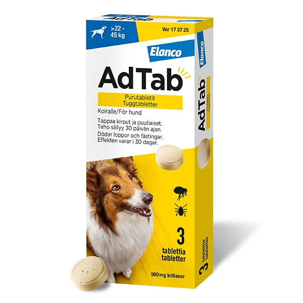 AdTab 900 mg >22-45 kg hund 3st tuggtabletter