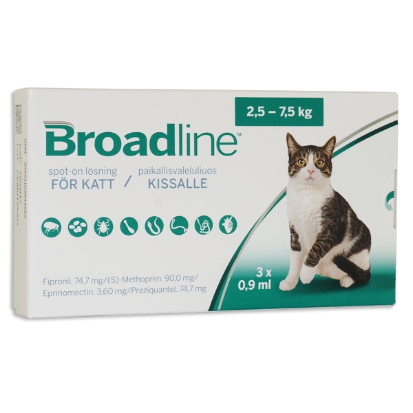 BROADLINE för katter 2,5-7,5 kg 3 x 0,9 ml