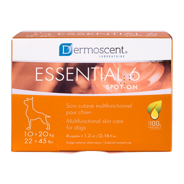Dermoscent Essential 6 spot-on hund 10-20 kg 4 pipetter på 1,2 ml /pakke
