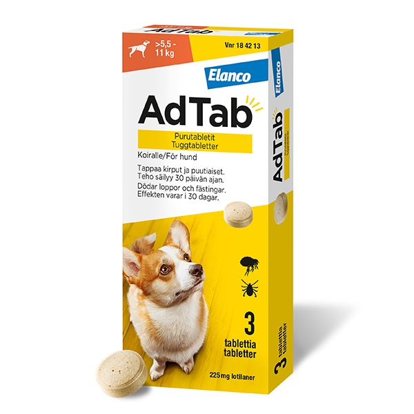 AdTab 225 mg >5,5-11 kg hund 3st tuggtabletter