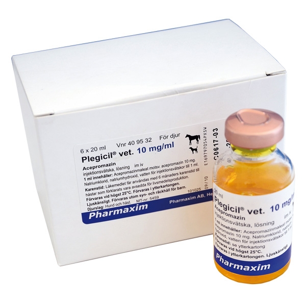 Plegicil® vet. 10 mg/ml injektionsvätska 6 x 20 ml