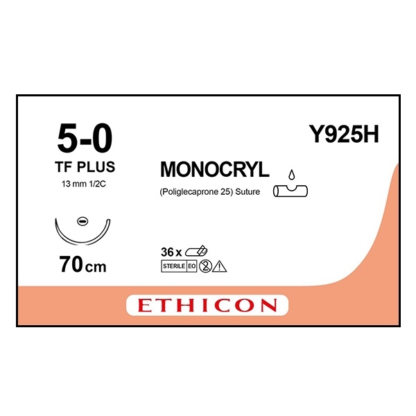 Monocryl Y925H lila 5/0 rund nål TF 70 cm /36