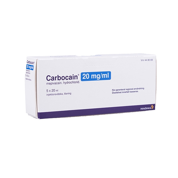 Carbocain® 20 mg/ml injektionsvätska 5 x 20 ml