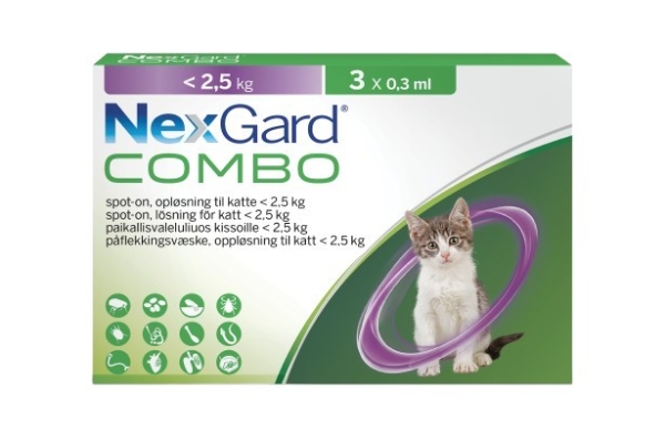 NEXGARD Combo för katt 0,8-2,5 kg spot-on 0,3 ml x 3