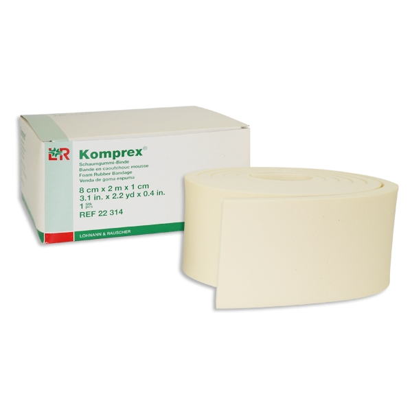 Komprex skumgummibandage 1 cm 8 cmx2 m /rull