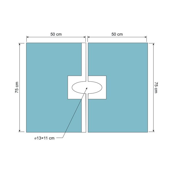 Barrier PRIMARY hullduk 75 x 100 cm med hefte, 2-delt, justerbart hull 11 x 13 cm /stk