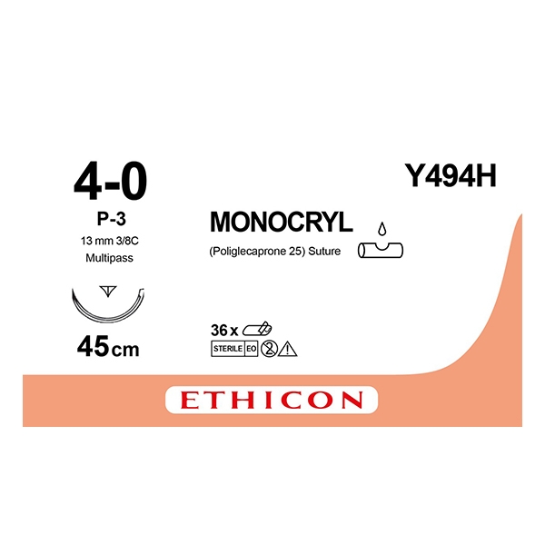 Monocryl Y494H ofärgad 4/0 OS nål P-3 45 cm /36