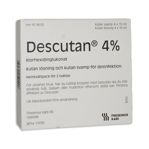 Descutan kutan lösning och medicinerad svamp 4 % 4 x 15 ml