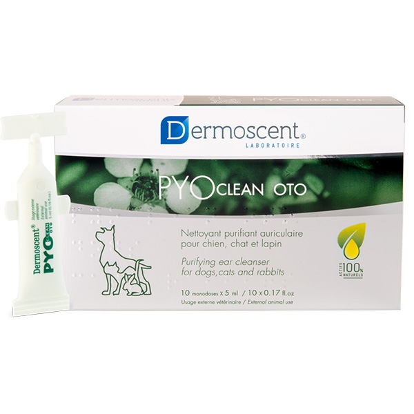 Dermoscent PYOclean Oto hund, katt & kanin 10 pipetter med 5 ml /pakke