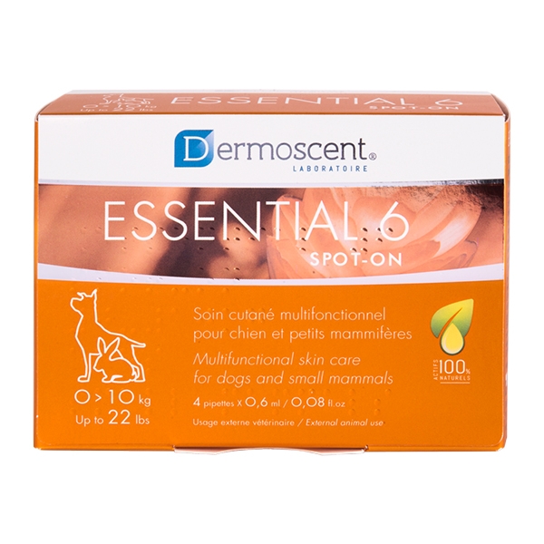 Dermoscent Essential 6 spot-on hund & små pattedyr 0-10 kg 4 pipetter a 0,6 ml /pakke