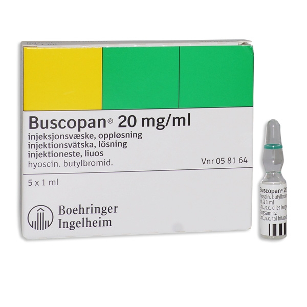 Buscopan inj. vätska 20 mg/ml 5 x 1 ml