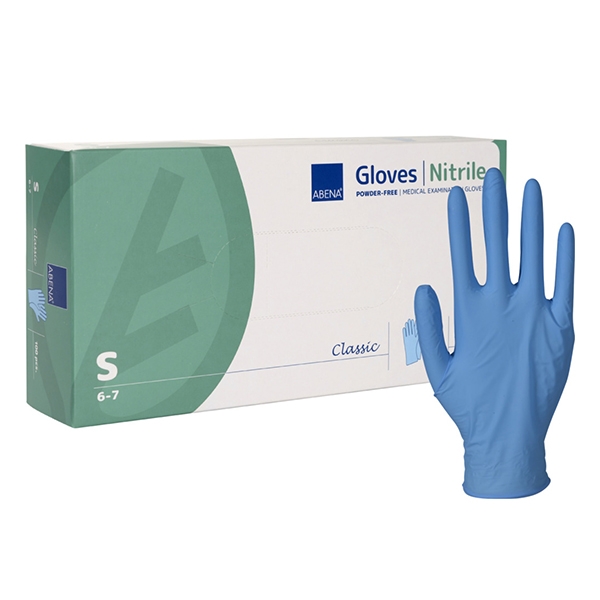 Nitril blå undersökningshandske S PF /100