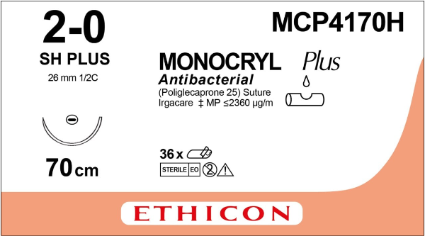 Monocryl plus MCP4170H lila 2/0 Sh 70cm /36