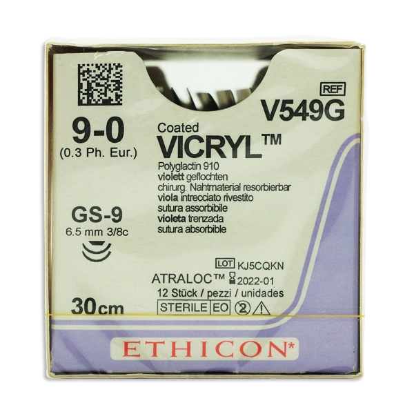 Vicryl V549G lilla 9/0 OS nål 2xGS-9 30 cm /12