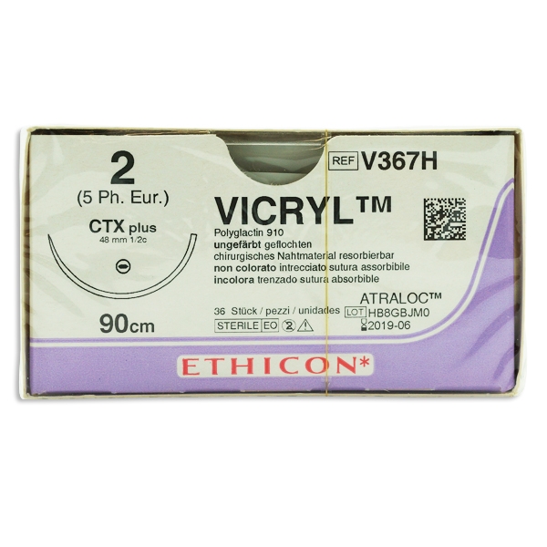 Vicryl V367H lila 2 taperpoint nål CTX 90 cm /36