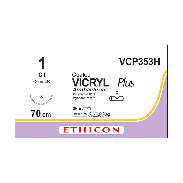 Vicryl Plus VCP353H lila 1 taperpoint nål CT 70 cm /36
