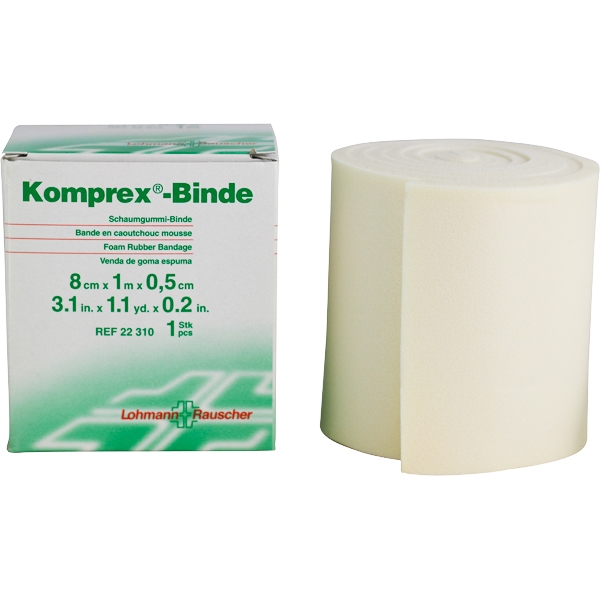 Komprex skumgummibandage 0,5 cm 8 cmx1 m /st