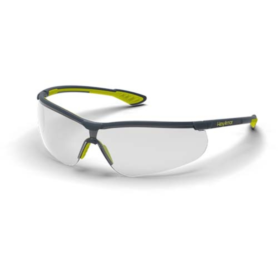 Hexarmor Safety Glasses, VS250, Clear Lens, Anti-Fog, Gray Frame